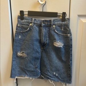 Free People Distressed Denim Skirt
